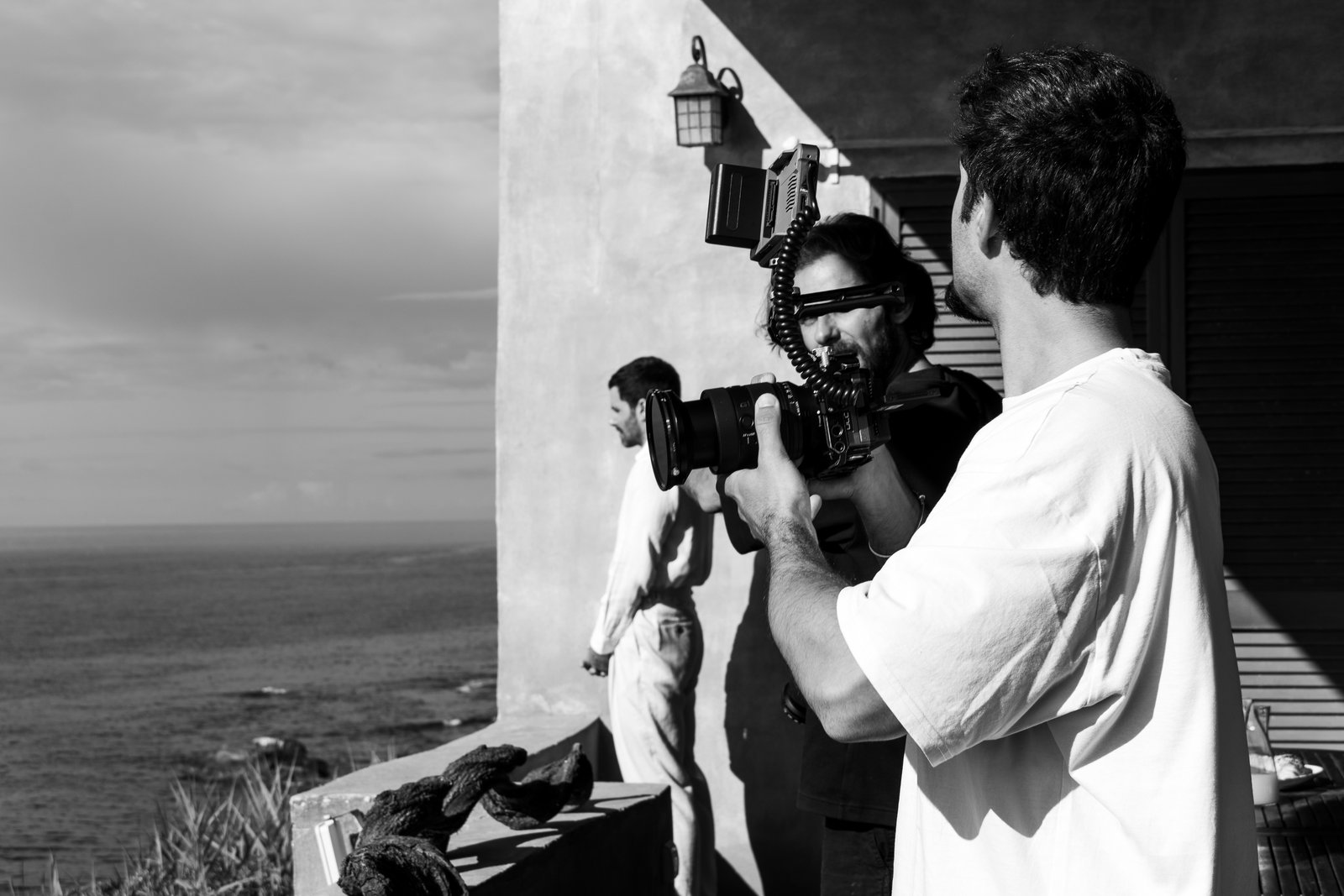 On set with the crew